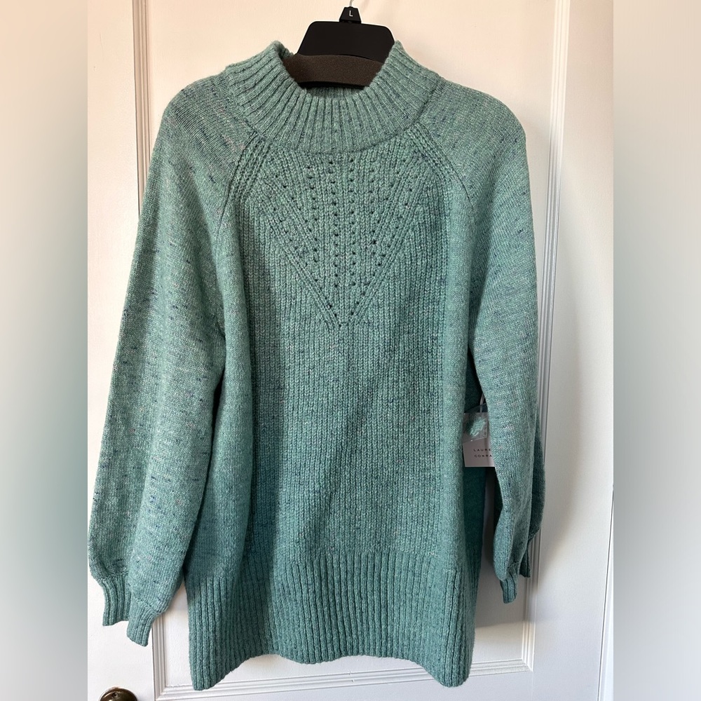Women’s LC Lauren Conrad Oversize Knitted Sweater Aqua NWT